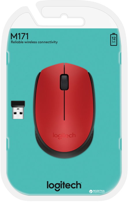 Logitech M171 Ratón Inalámbrico Rojo/Negro